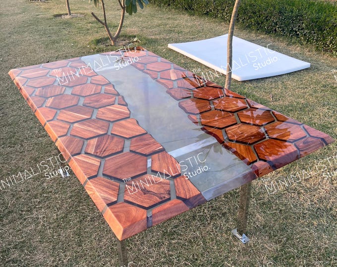 Acacia Wood Epoxy Resin Table Top | Custom Rectangle Dining or Coffee Table