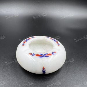 Handmade Marble Ashtray | White Makrana Marble Stone Inlay Ash Tray | Boho Smoker Gift | Indian Decorative Ashtray | Minimalist Table Accent