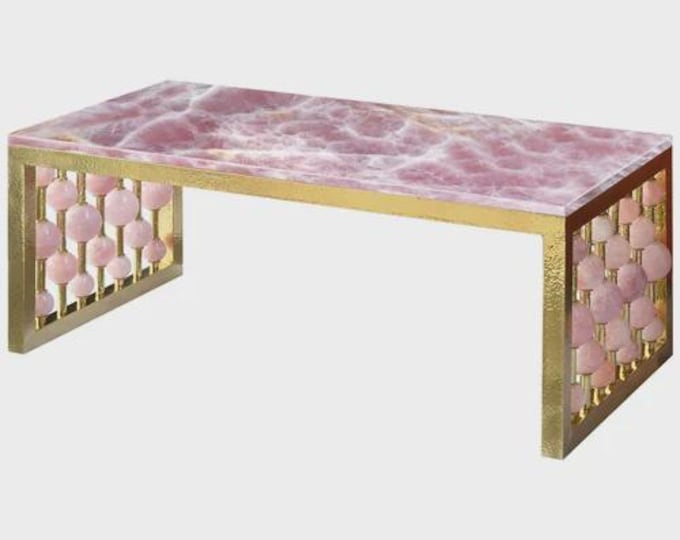 Rose Quartz Table Top | Luxury Pink Gemstone Slab (Customisable)