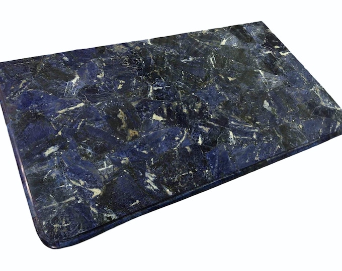 Rectangular Sodalite Stone Table Top | Modern Blue Gemstone Slab (Customizable)