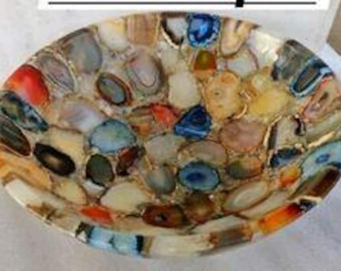 Round Multi-Colour Agate Sink | Gemstone Wash Basin for Bathroom Vanities | (Customisable)