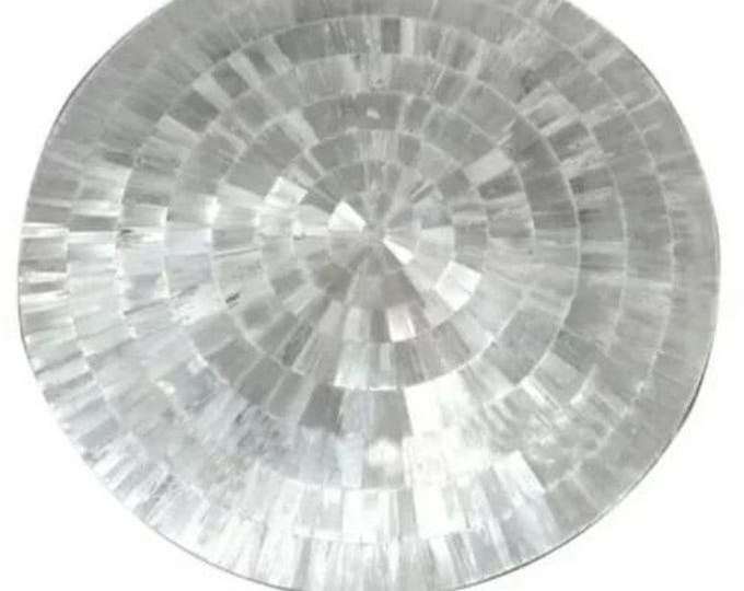 Handmade Selenite Gemstone Table Top | Luxury Sunburst Coffee Table