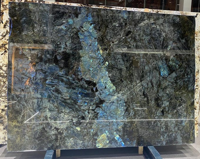 Rectangular Labradorite Table Top | Custom Dining, Coffee, or Console Centerpiece