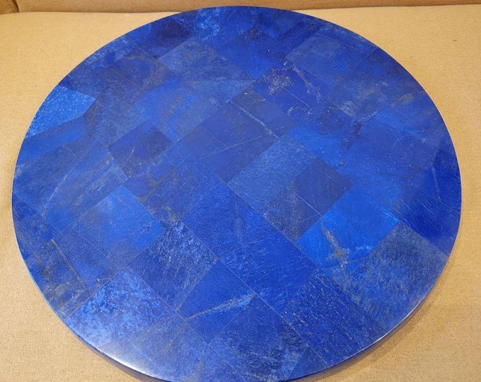 Handmade Lapis Lazuli Mosaic Table Top | Square-Cut Inlay Art