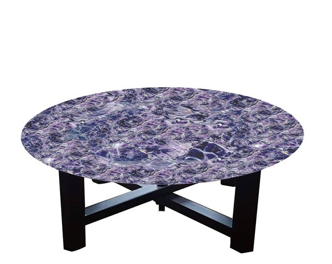 Round Amethyst Table Top | Gemstone Coffee & Dining Table | Purple Crystal | Luxury Vastu | (Customisable)
