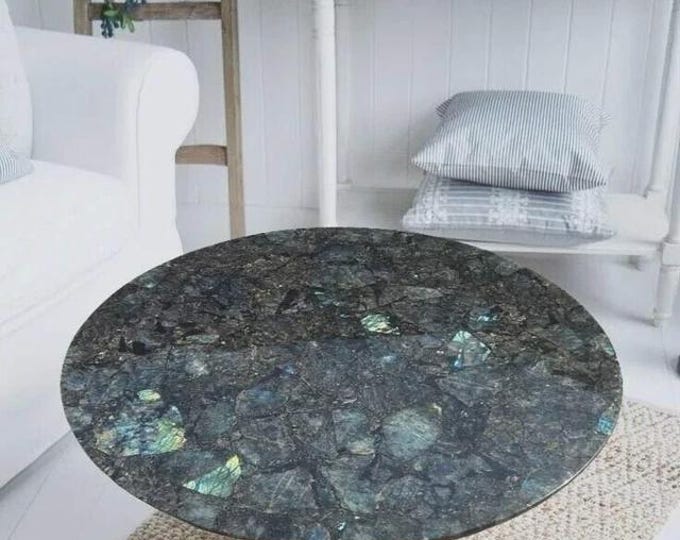 Round Labradorite Table Top | Custom Coffee, Accent or Dining Table