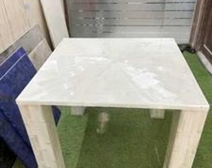 Handmade Square Selenite Table Top | White Crystal Centerpiece (Customizable)