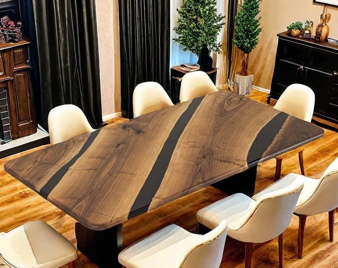 Acacia Wood Epoxy Table Top | Live Edge Dining or Coffee Table (Customisable)