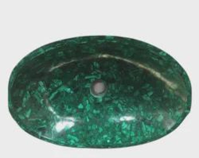 Handmade Oval Malachite Gemstone Sink | Luxury Bathroom Vessel