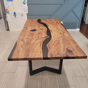 Acacia Wood Black Epoxy Table Top | Handmade River Dining, Coffee,  Office Desk | Live Edge Modern Table Top | (Customisable)