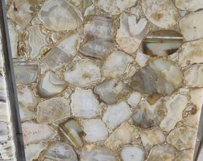 Handmade Golden Brown Agate Table Top – Natural Stone Decor