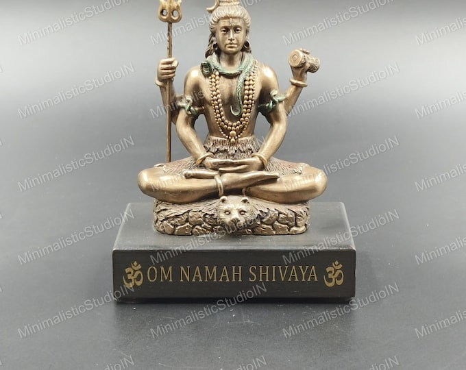 Handmade Lord Shiva Statue | 3-Inch Resin Mahadev Idol, Hindu Decor