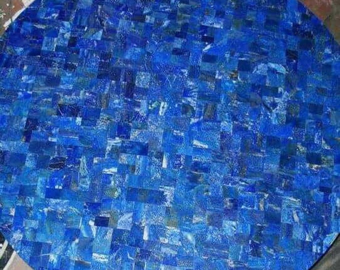 Handmade Lapis Lazuli Mosaic Table Top | Custom Blue Gemstone