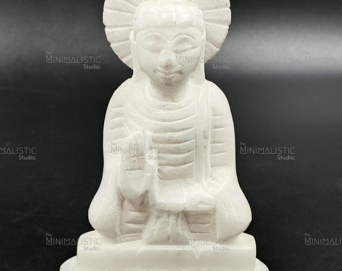 Handcrafted White Marble Buddha Statue | Meditative Home Decor