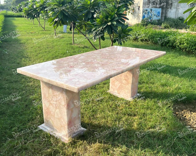Custom Rose Quartz Table Top | Handmade Dining & Coffee Table