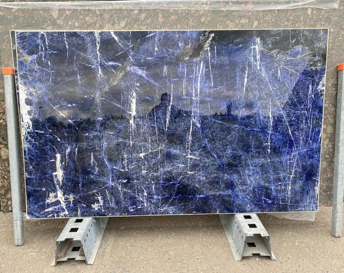 Rectangular Sodalite Table Top | Deep Blue Gemstone Slab (Customizable)