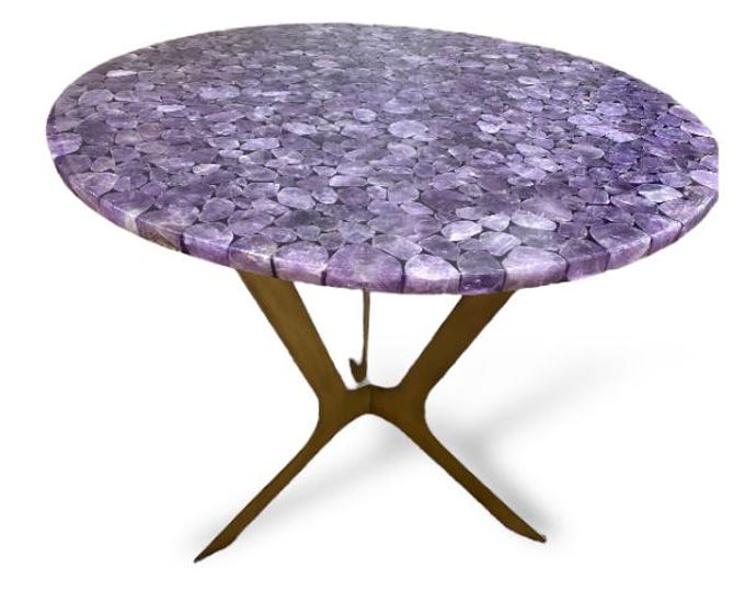 Amethyst Gemstone Round Table Top | Custom Crystal Center Table