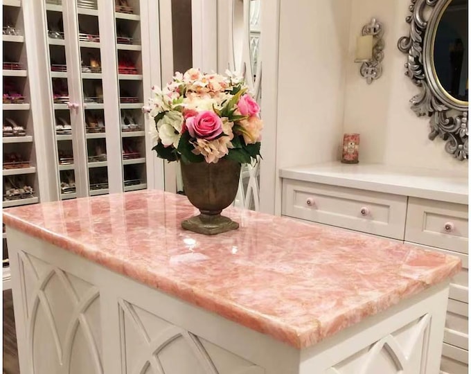 Rose Quartz Counter Top | Luxury Gemstone Slab (Customizable)