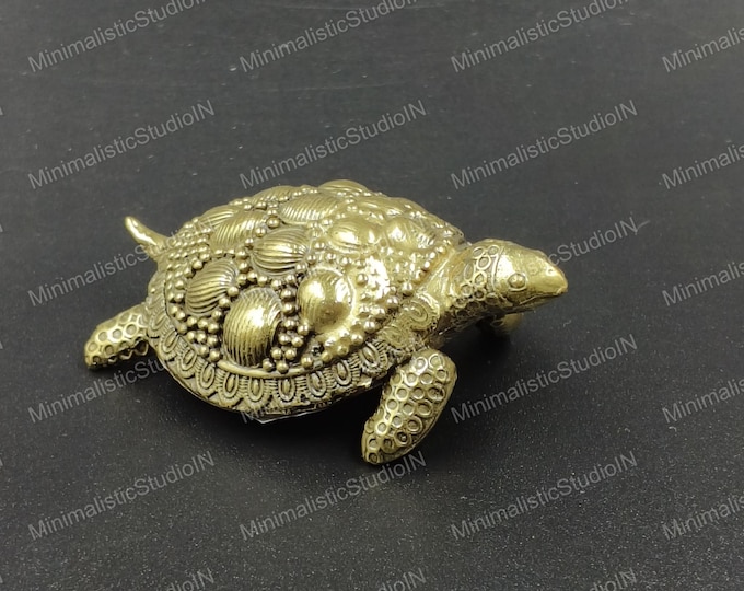 Golden Brass Turtle Figurine | Vintage Style, Good Luck Decor