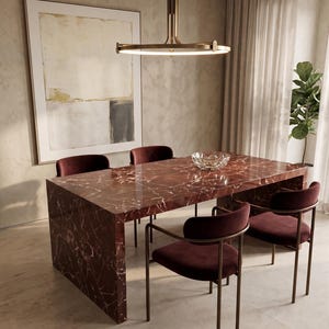 Rosso Levanto Marble Table Top | Handmade Rectangular Coffee Top | (Customisable)