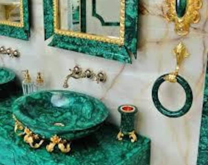 Handmade Malachite Stone Sink | Luxury Green Gemstone Vessel Bowl
