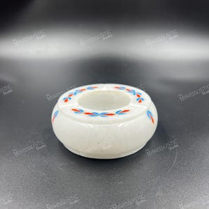 Handmade Marble Ashtray | White Makrana Marble Stone Inlay Ash Tray | Boho Smoker Gift | Indian Decorative Ashtray | Minimalist Table Accent