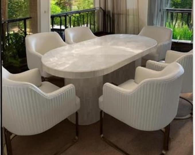 Oval Selenite Crystal Table Top | Customizable Dining Centerpiece