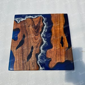 Acacia Wood Sqaure Ocean Epoxy Table Top | Coffee Table Top | Dining Table Top (Customisable)