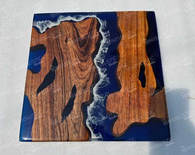 Acacia Wood Ocean Epoxy Table Top | Custom Coffee or Dining Table