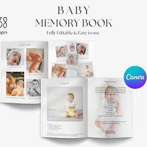 Baby Memory Book Canva Template : First Year Milestones (8.5&quot;x11&quot; Canva Editable & Printable)