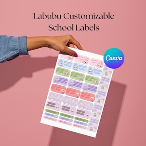 Labubu School Labels: Editable Monster Name Tags (Printable Set, Digital Download