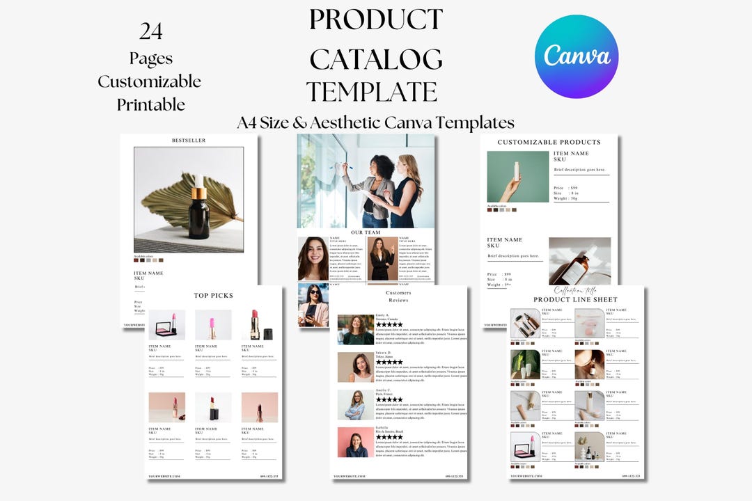 Canva Lookbook Template With 20 Editable Pages, Product Catalog Design