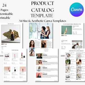 Canva Lookbook Template with 20 Editable Pages, Product Catalog Design, Customizable Digital Brochure for Brands, PDF Marketing Template