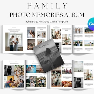 Family Memory Book Canva Template: Photo Album, Yearly Scrapbook (8.5&quot;x11&quot;)