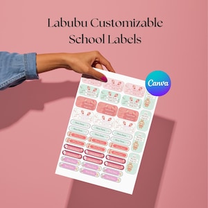 Labubu School Labels: Editable Monster Name Tags (Printable Digital Download)