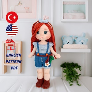 ELORA doll, crochet doll pattern PDF, amigurumi doll pattern, PDF