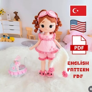 Modèle au crochet pour poupée Mia : PDF pour poupée Amigurumi (11 pouces de haut)
