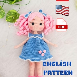 Amigurumi Bella Doll, Crochet Pattern: 11-inch Plush Toy (PDF Tutorial), crochet doll, stuffed doll, finished doll pattern PDF, pattern pdf