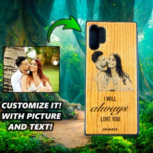 Personalized Wood Case iPhone | Samsung Galaxy | Custom Portrait Image Photo Quote Logo Pet Family Friends Special Occasion Gift | Epikase