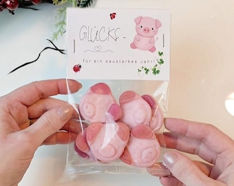 DIY-cadeau voor oudejaarsavond / geluksvarken / nieuwjaarswensen, PDF-sjabloon om zelf af te drukken