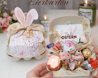 Easter nest in an egg carton, printable PDF template, a special Easter gift for money and sweets