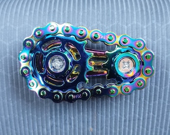Colorful Rainbow Artsy Metal Biker Fidget Spinner Gadget for Relaxation Stress Relief Collectible Thoughtful Special Gift for any Occasion