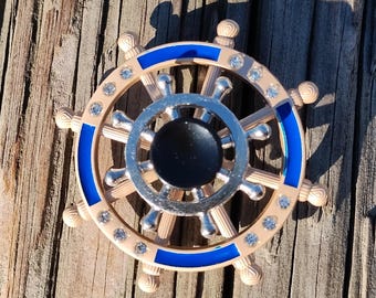 Nautical Ship wheel Double Fidget Spinner Metal construction Best Novelty Gift Idea