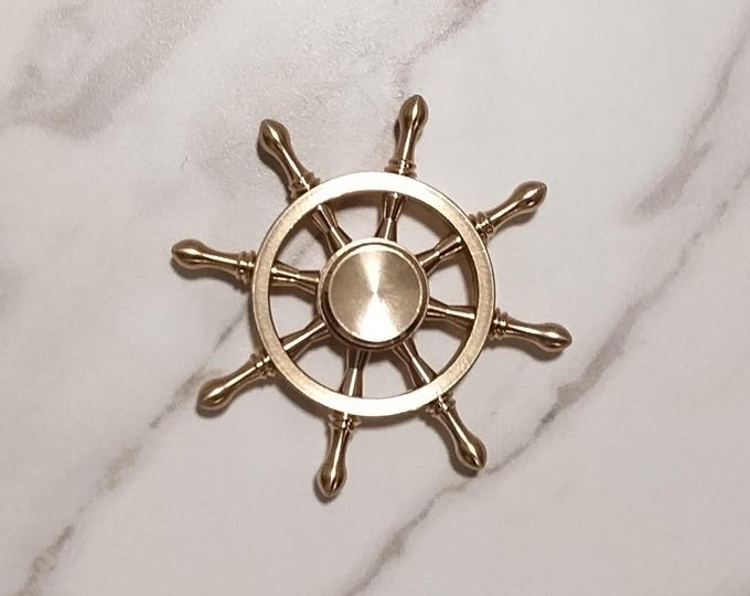 Nautical Ship Wheel Solid Metal Fidget Spinner Gift Collectible Ball bearing operated Anti-stress relaxing Fun Therapeutic Enjoyable Toy