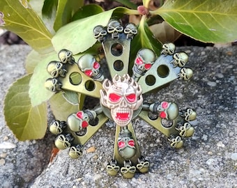 Metal "Wheel of Skulls" Dual Action Fidget Spinner for Your Collection or as a Unique Gift