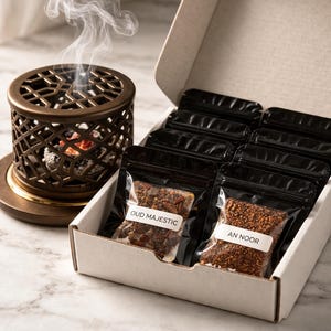 Discovery Box of Handcrafted Incense – 10 bakhoor Signature Scents (50g- 100g-150g) | AD&H SCENTS Thiouraye Collection