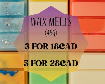 Scented Wax Melts Snap Bars – 45 g – Highly Scented Soy & Rapeseed Wax – Handmade in Canada – Choose Your Scents