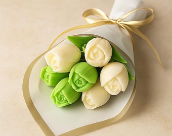 Strauß aus Wachstulpen – Dekorativer Kerzenstrauß | Duftendes Geschenk – Pflanzenwachsblumen | Geburtstag, Hochzeit, Ramadan, Eid