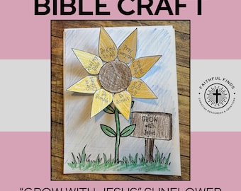 Grow With Jesus Sunflower | Bible Craft Activity Printable | Homeschool Sunday School VBS (Digital Download)