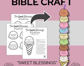 Sweet Blessings Ice Cream Craft | Psalm 34 Bible Verse Activity Printable | Homeschool Sunday School VBS (Digital Download)
